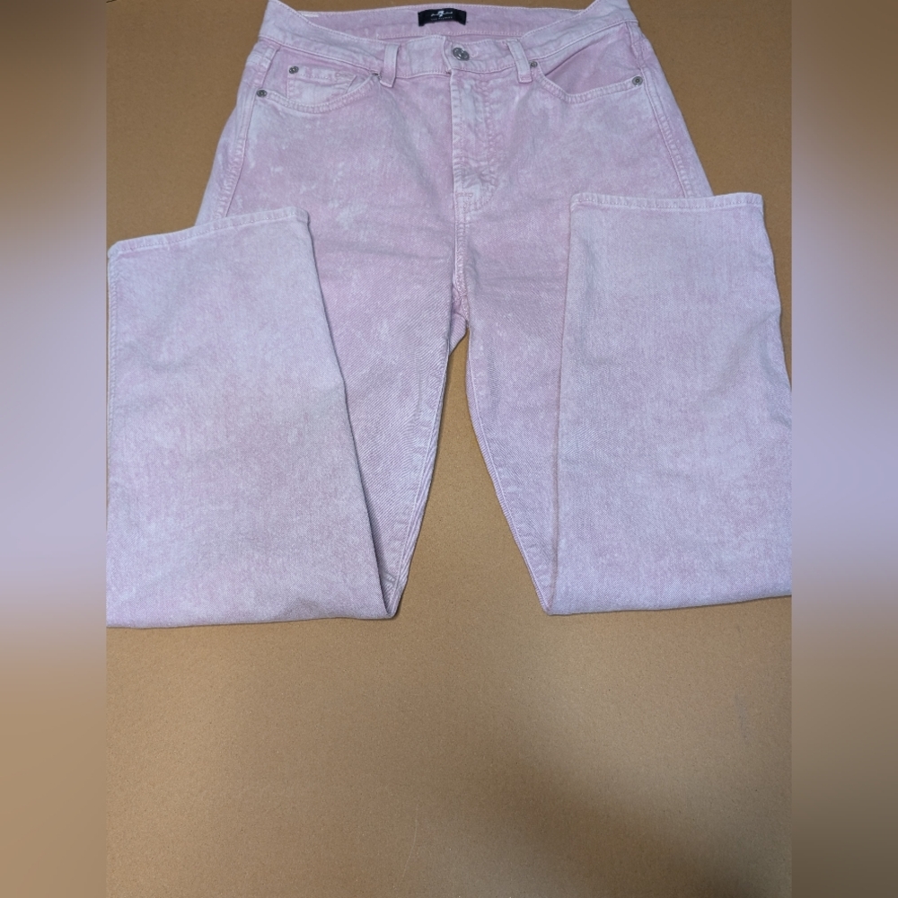 7 For All Mankind Light Pink Straight Leg Jeans
